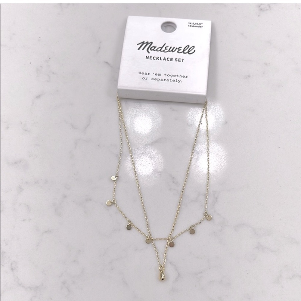 Madewell Two-pack station and pendant gold necklace set